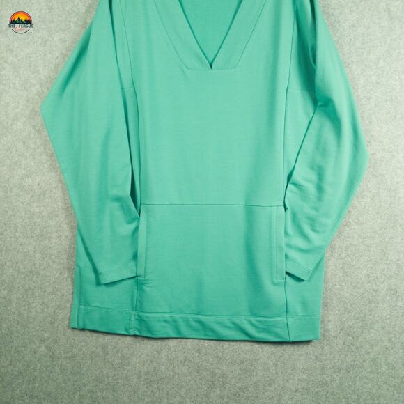 J. Jill Fit Pullover Sweatshirt Green Verde Long Sleeve V-Neck Pockets Women's L - Picture 5 of 11